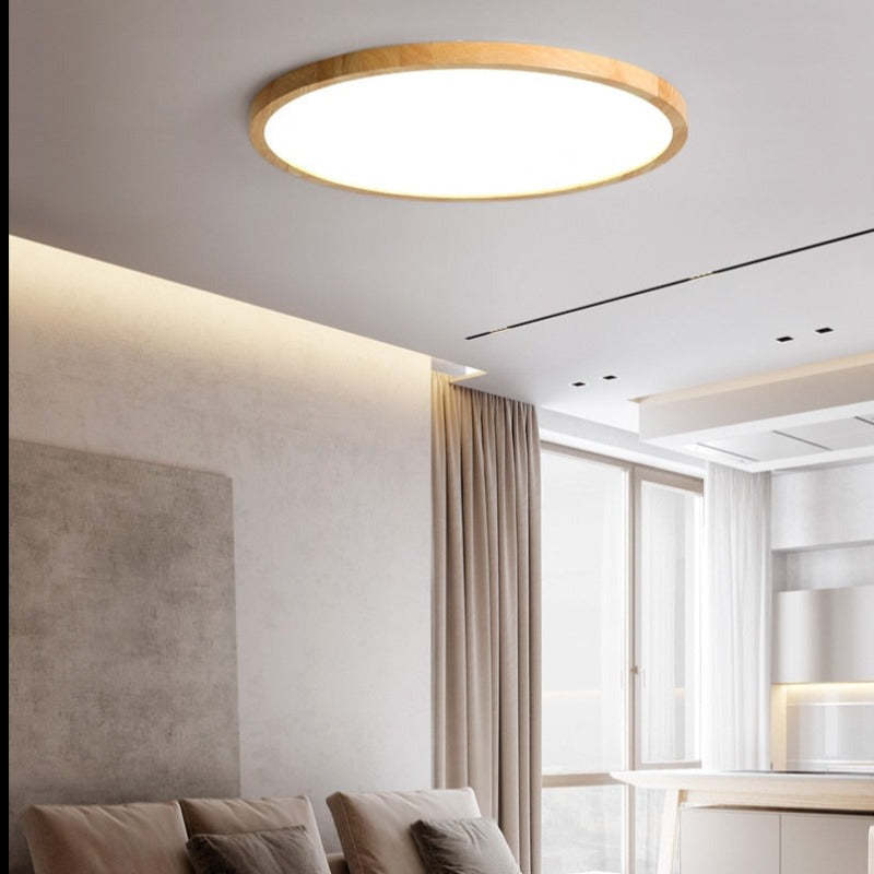 Muto Modern Wood Round Flush Mount Ceiling Lights Living Room