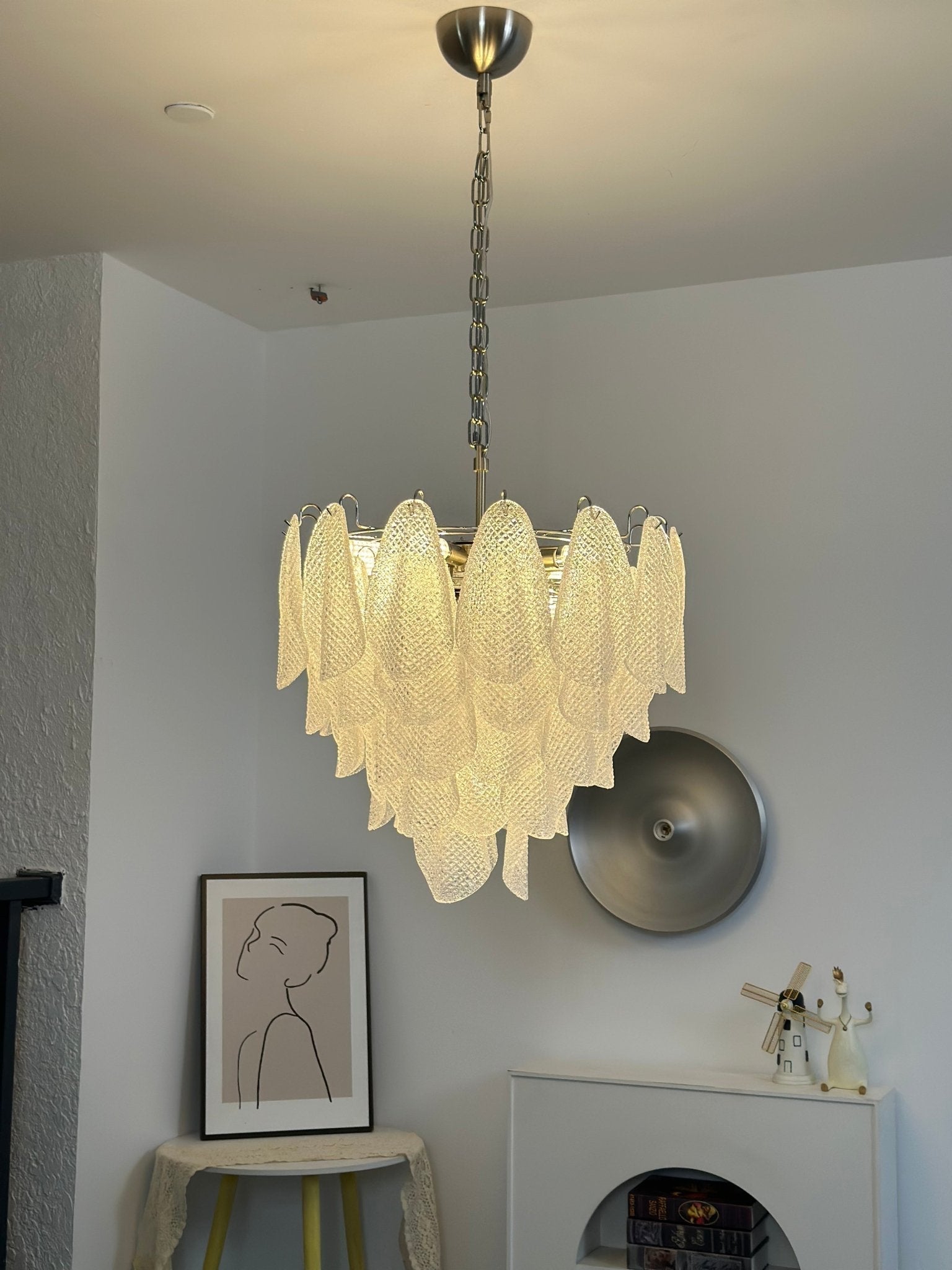 Prelit Glass Teardrop Chandelier