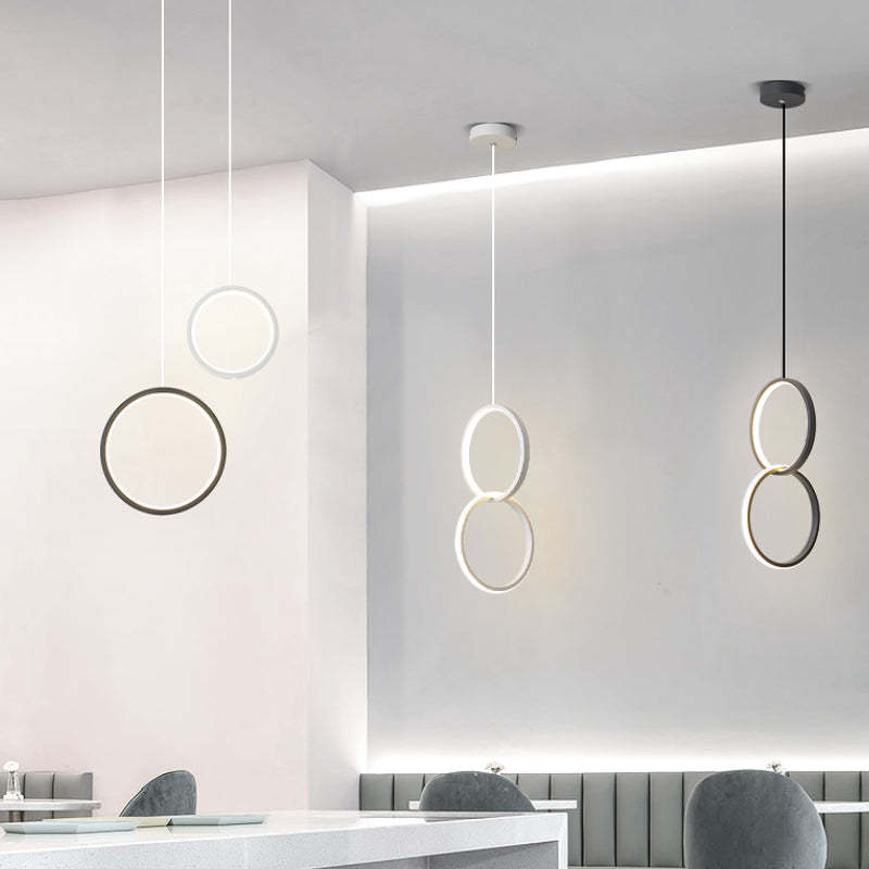 Arisha Modern Minimalist LED Hanging Pendant Lights Black White Bedroom
