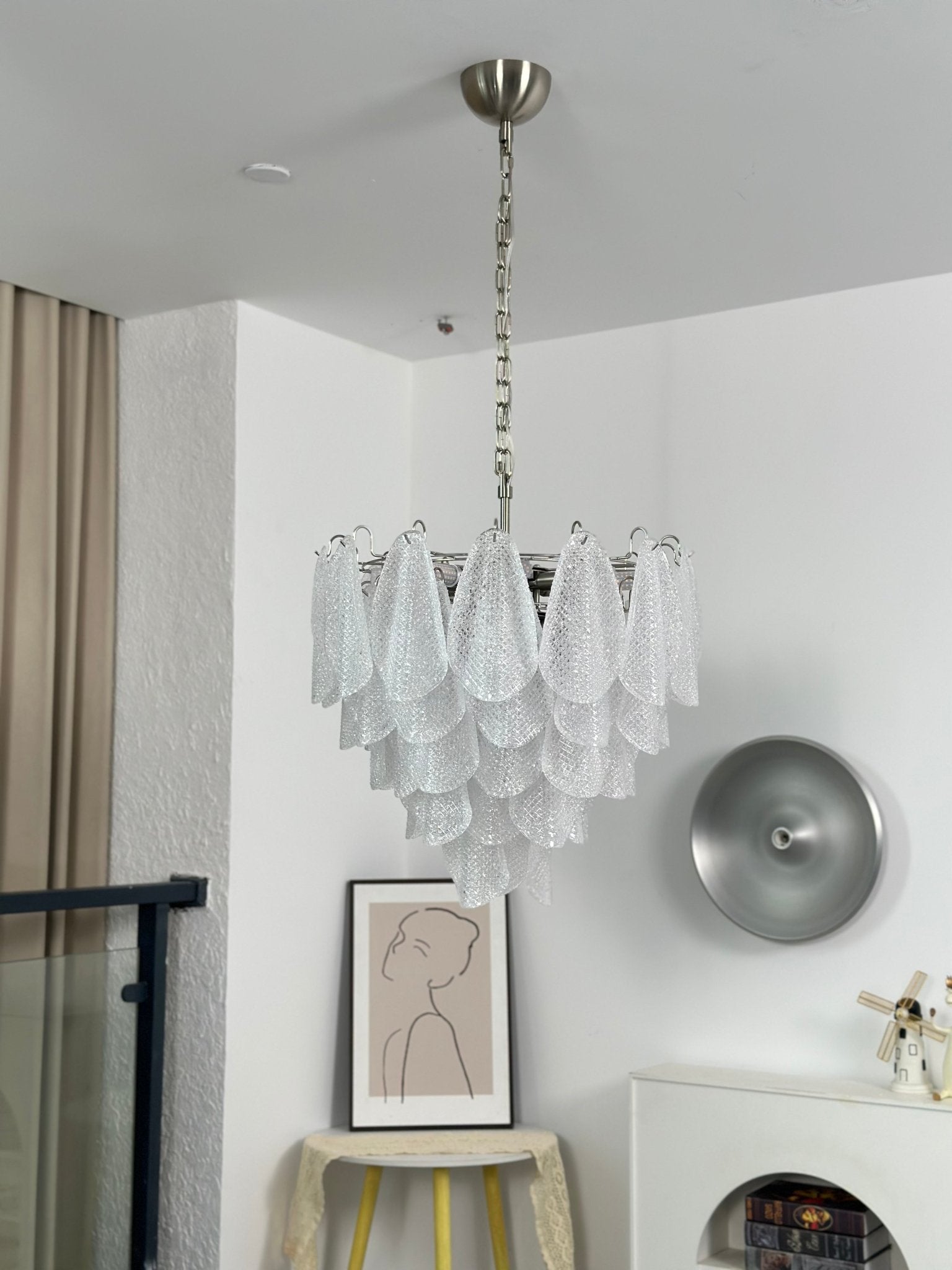 Prelit Glass Teardrop Chandelier
