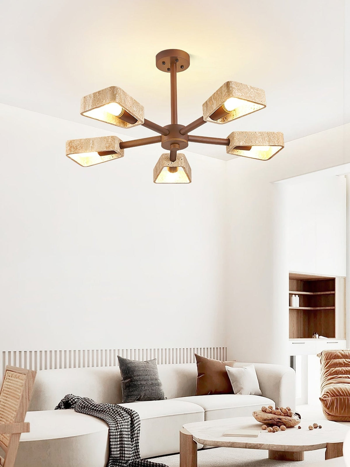 Hedra Travertone Geometric Chandelier