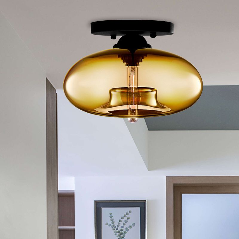 Arisha Industrial Art Deco Globe Flush Mount Ceiling Light