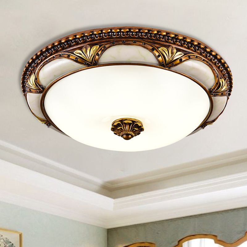 Silva Floral Retro Flush Mount Ceiling Light Antique Brass Living Room