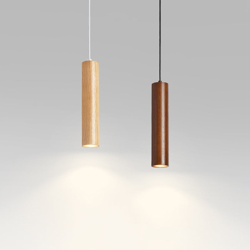 Muto Cylindrical Wood Pendant Light for Bedroom Kitchen Island