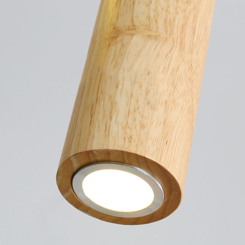 Muto Cylindrical Wood Pendant Light for Bedroom Kitchen Island