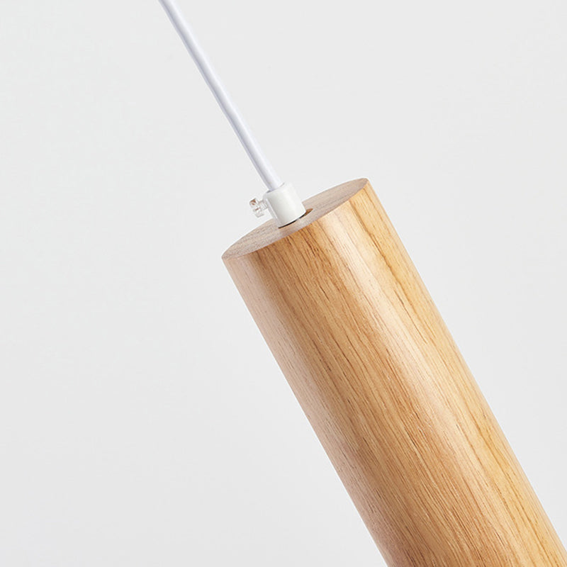 Muto Cylindrical Wood Pendant Light for Bedroom Kitchen Island