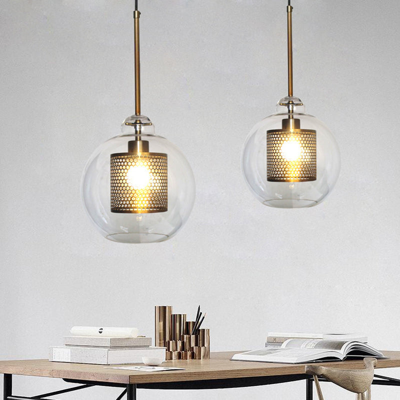 Arisha Golden Pendant Light, /Glass, Globe/Cylindric
