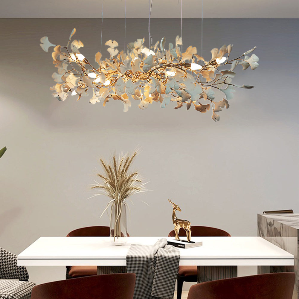 Olivia Gildglow Luxury Ceramic Chandelier Large Foyer Gingko Leaf Living Room