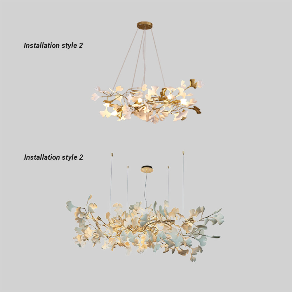 Olivia Gildglow Luxury Ceramic Chandelier Large Foyer Gingko Leaf Living Room