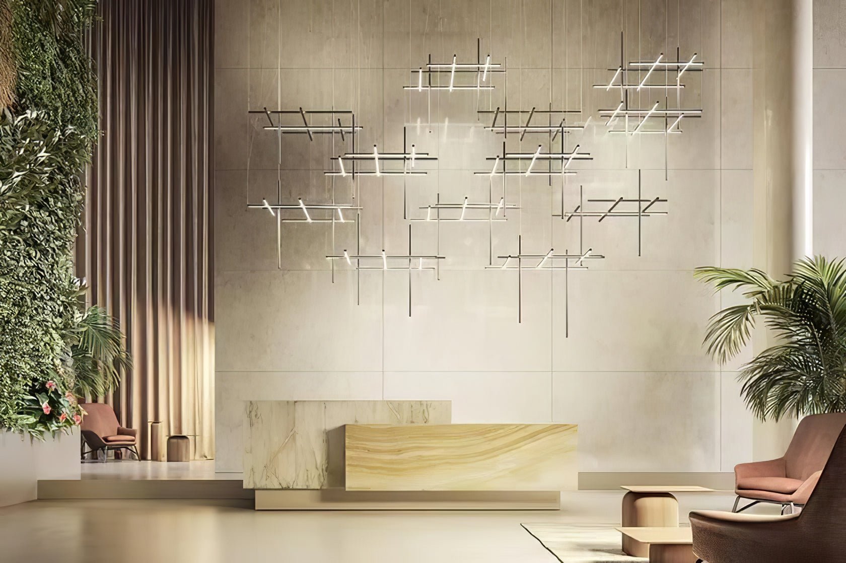 Caelian Geometric Linear Grid Pendant Lamp