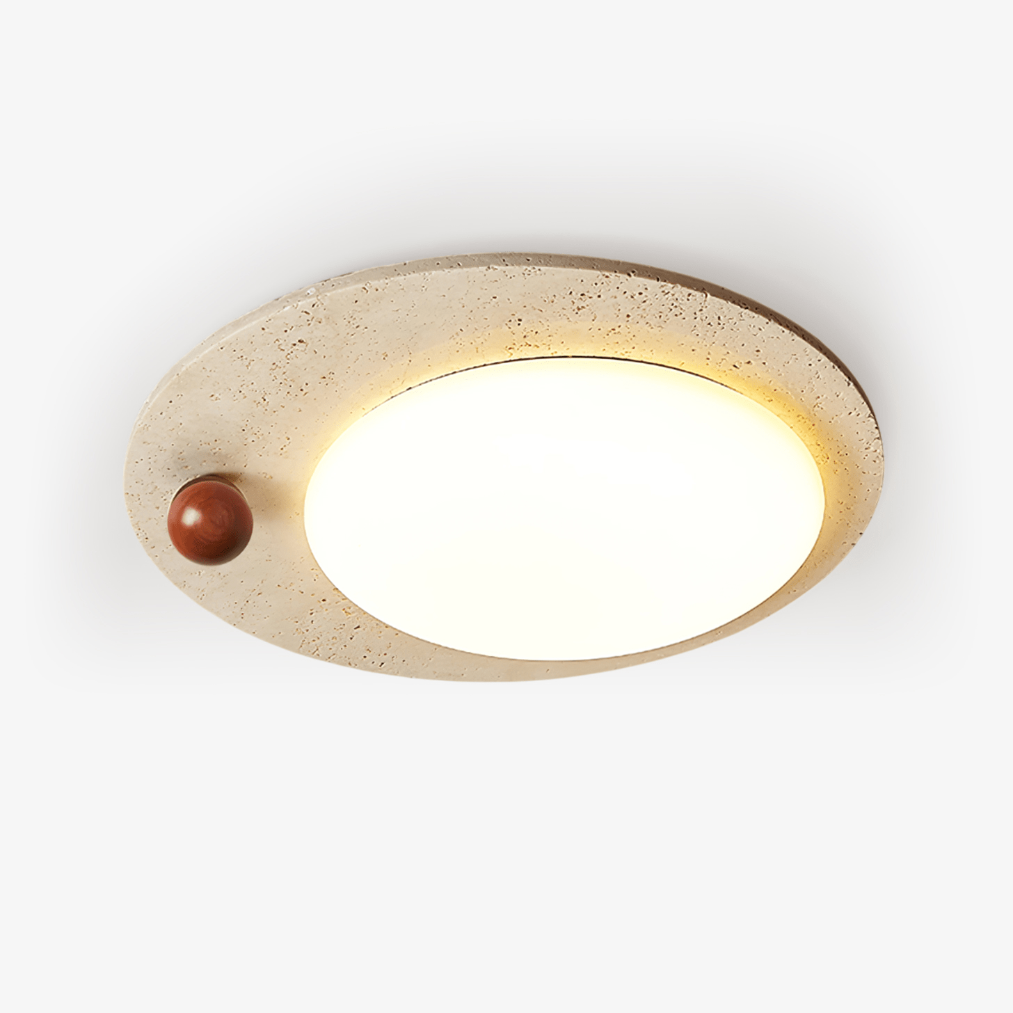 Circular Travertine Ceiling Light - Neutral Decor