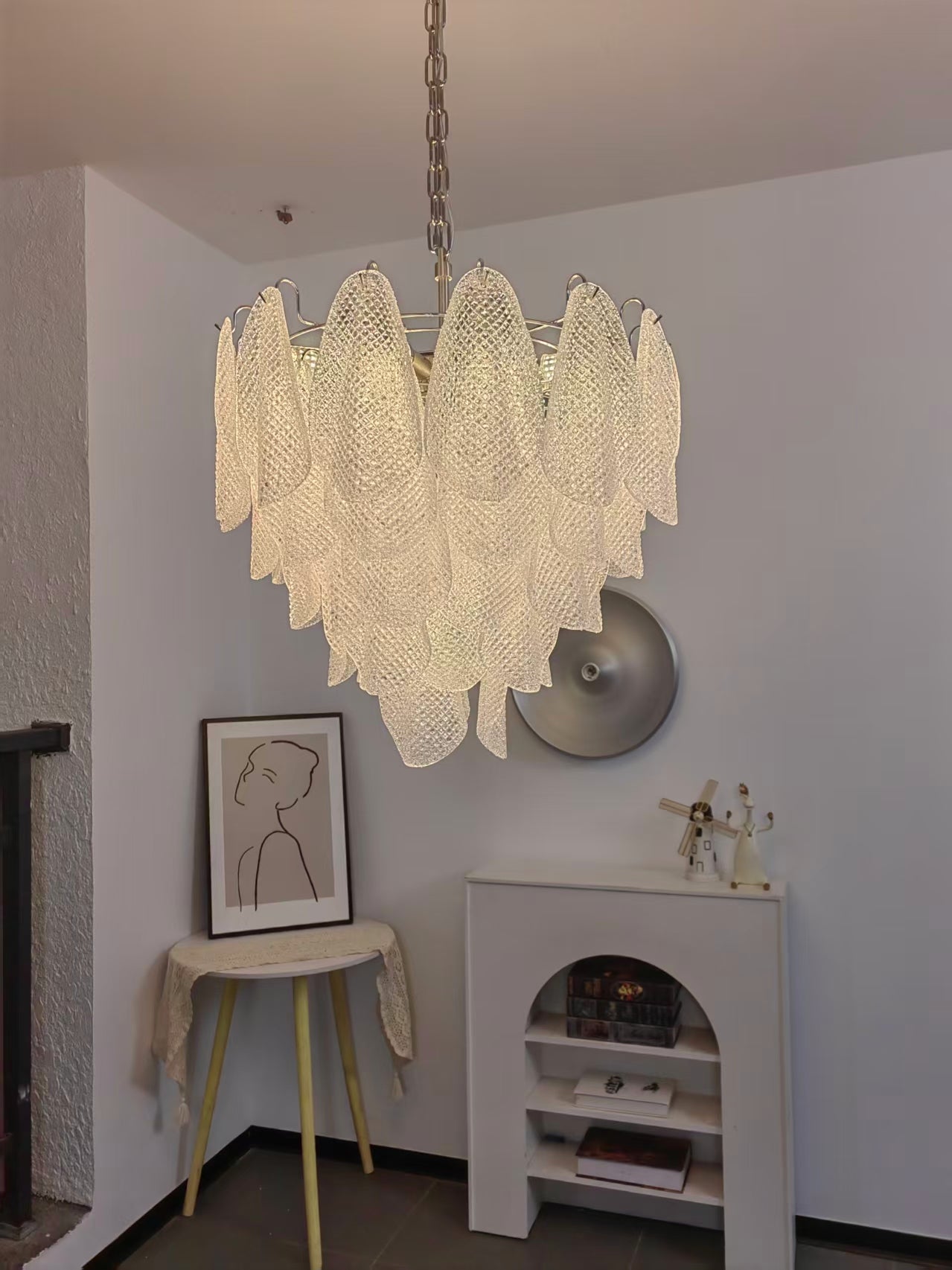 Prelit Glass Teardrop Chandelier