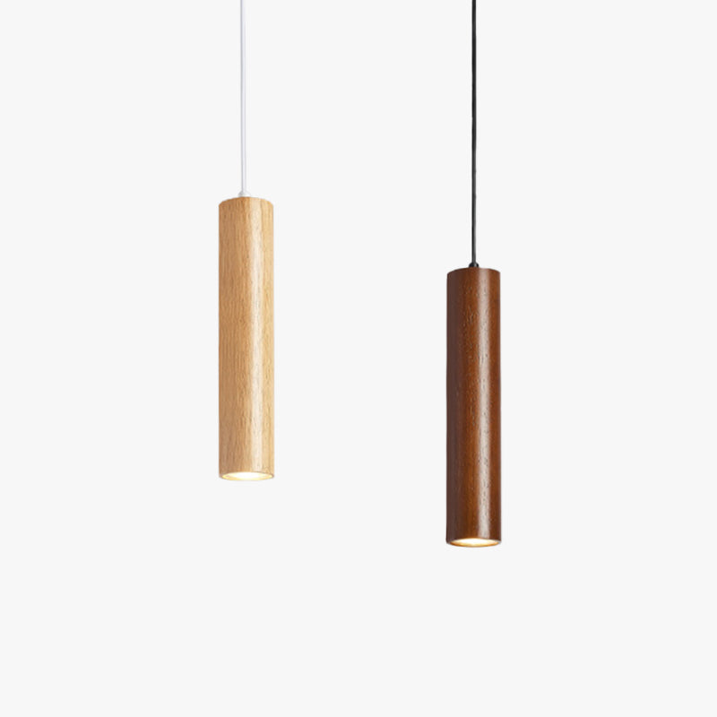 Muto Cylindrical Wood Pendant Light for Bedroom Kitchen Island