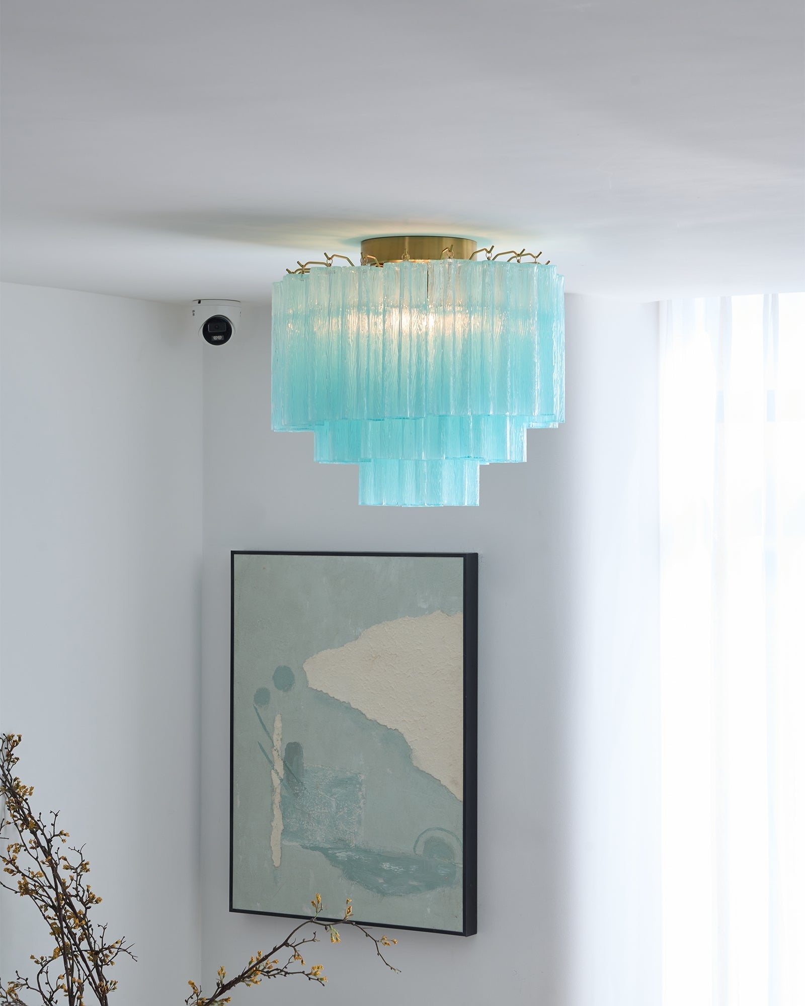 Velelena Ceiling Lamp White Murano Glass Layered Elegant Modern