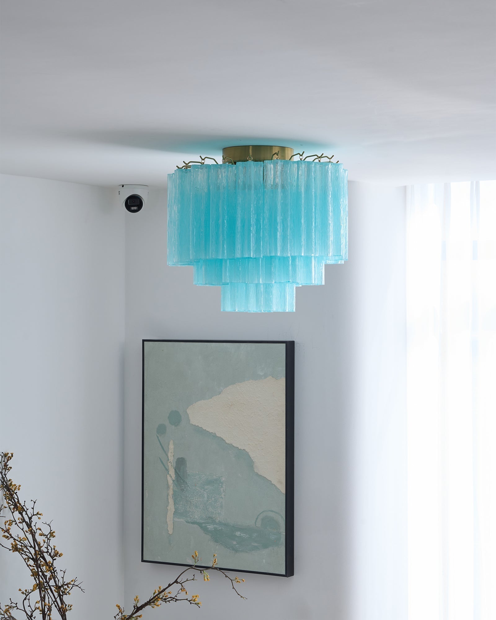 Velelena Ceiling Lamp White Murano Glass Layered Elegant Modern