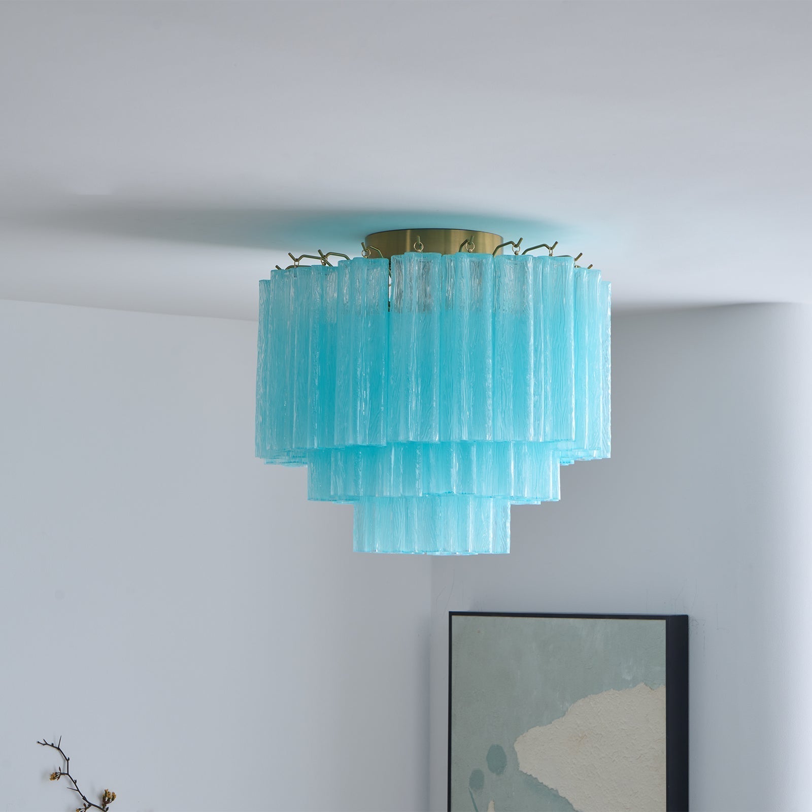 Velelena Ceiling Lamp White Murano Glass Layered Elegant Modern
