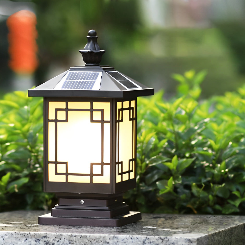 Bertte Retro Grilles LED Aluminum Outdoor Fence Post Lights