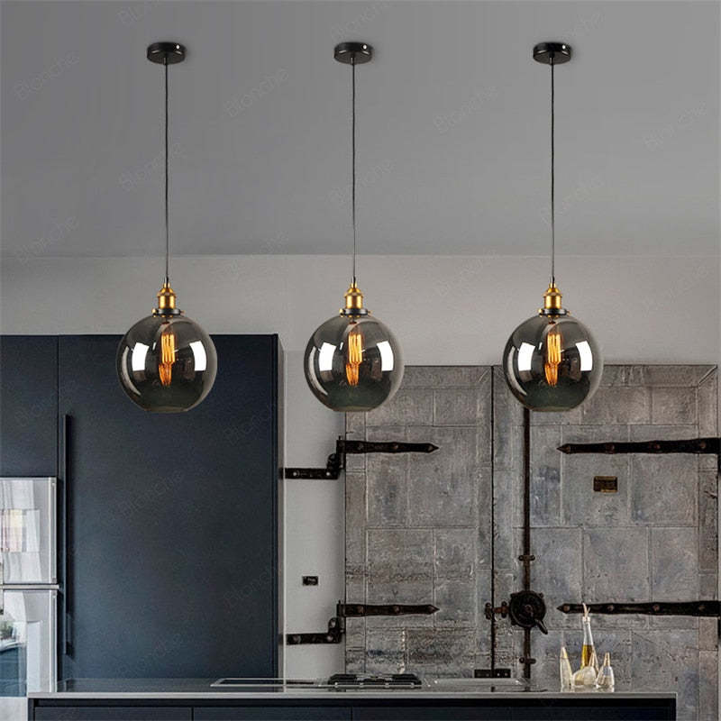 Arisha Industrial /Glass Pendant Light Dining Room