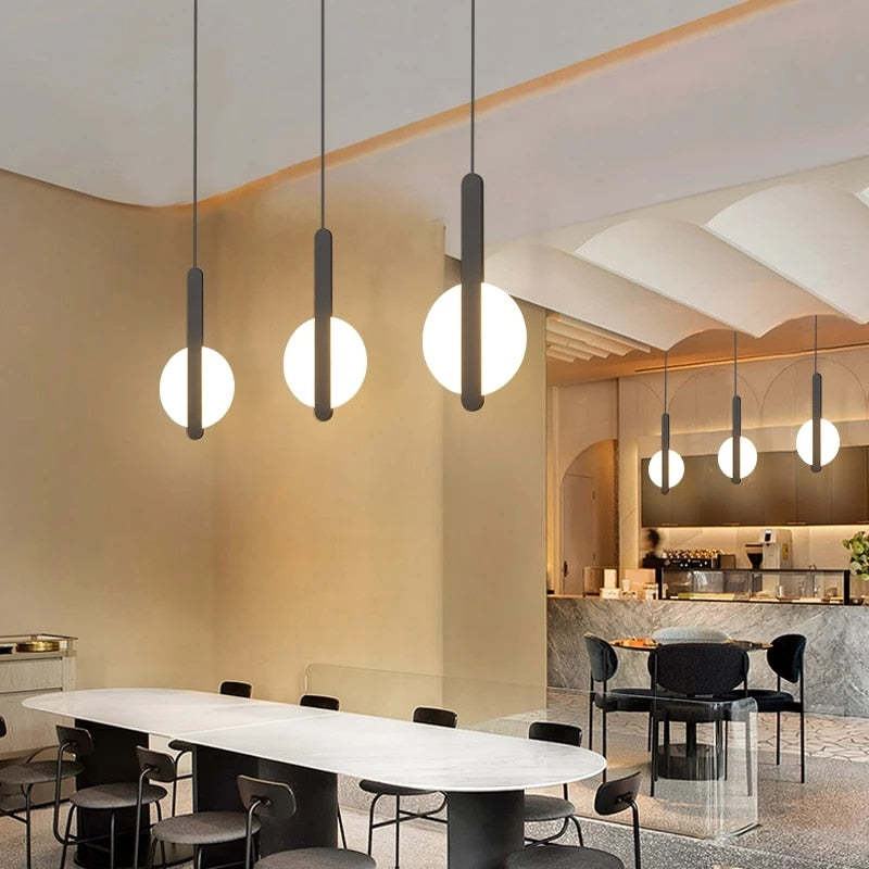 Arisha Modern Minimalist LED Hanging Pendant Lights Black White Bedroom