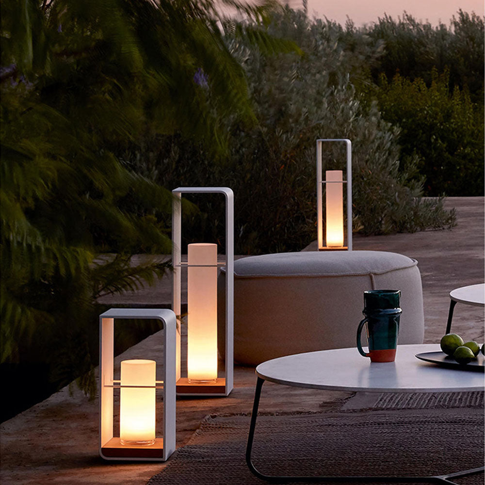 Ray Minimalist Metal Cuboid Candle Outdoor Floor Light