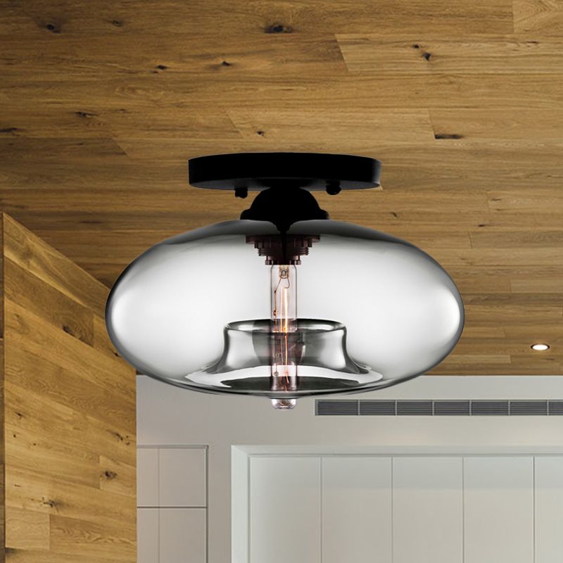 Arisha Industrial Art Deco Globe Flush Mount Ceiling Light