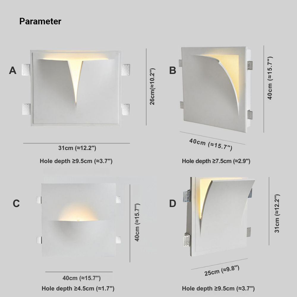 Aria Modern Recessed Plaster LED Wall Lamp