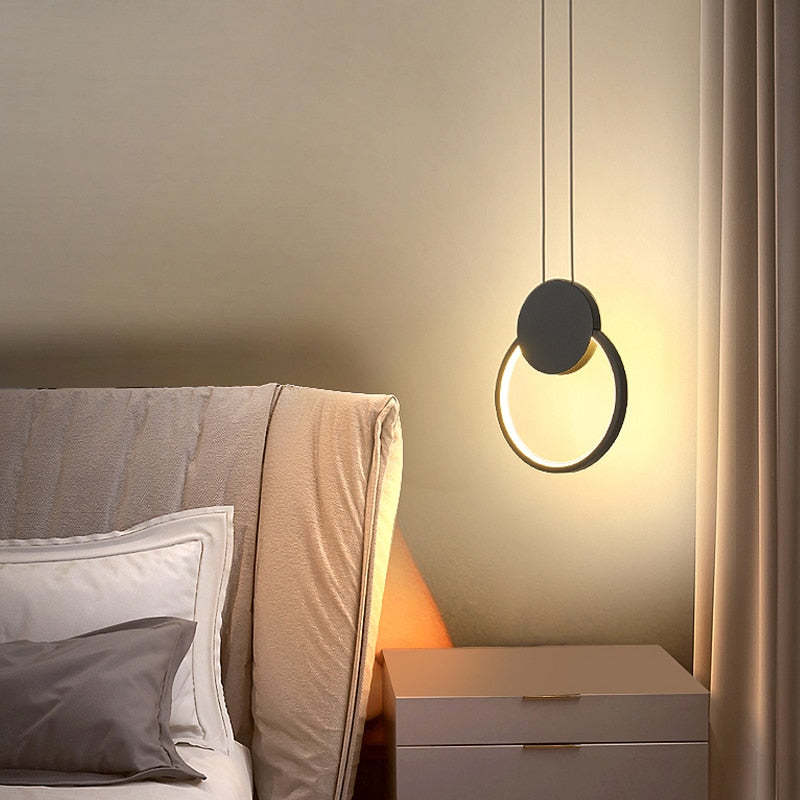 Arisha Modern Minimalist LED Hanging Pendant Lights Black White Bedroom