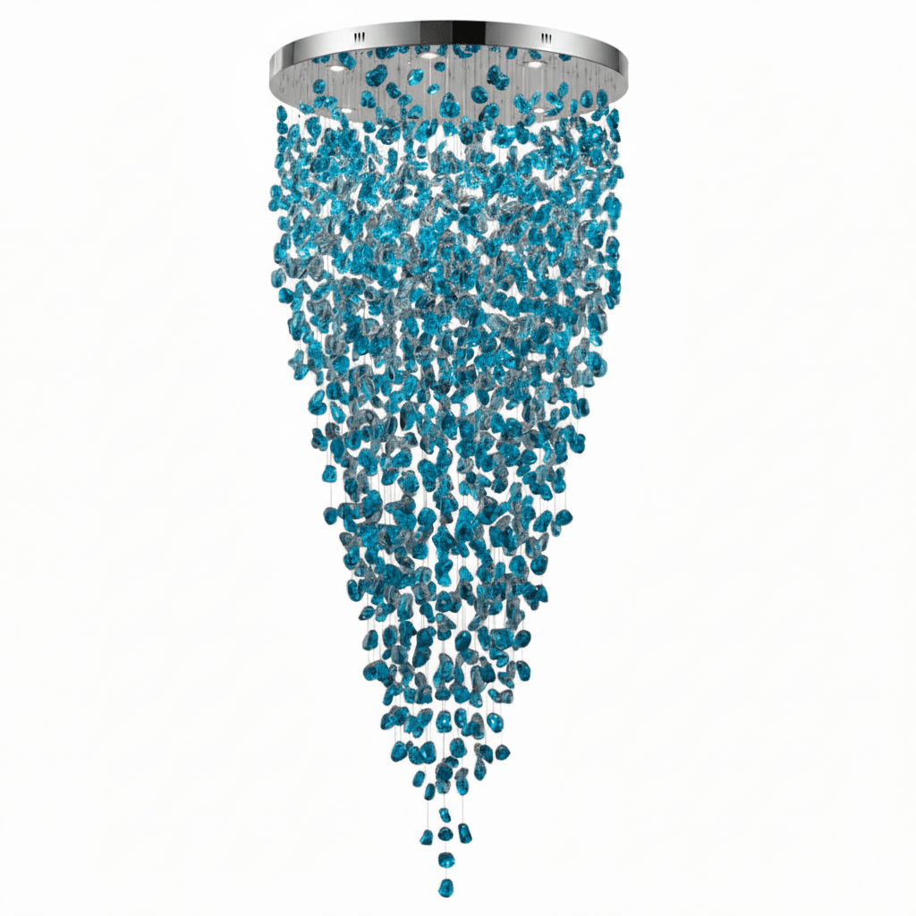 Polychrome Mineral Quartz Cascade Chandelier