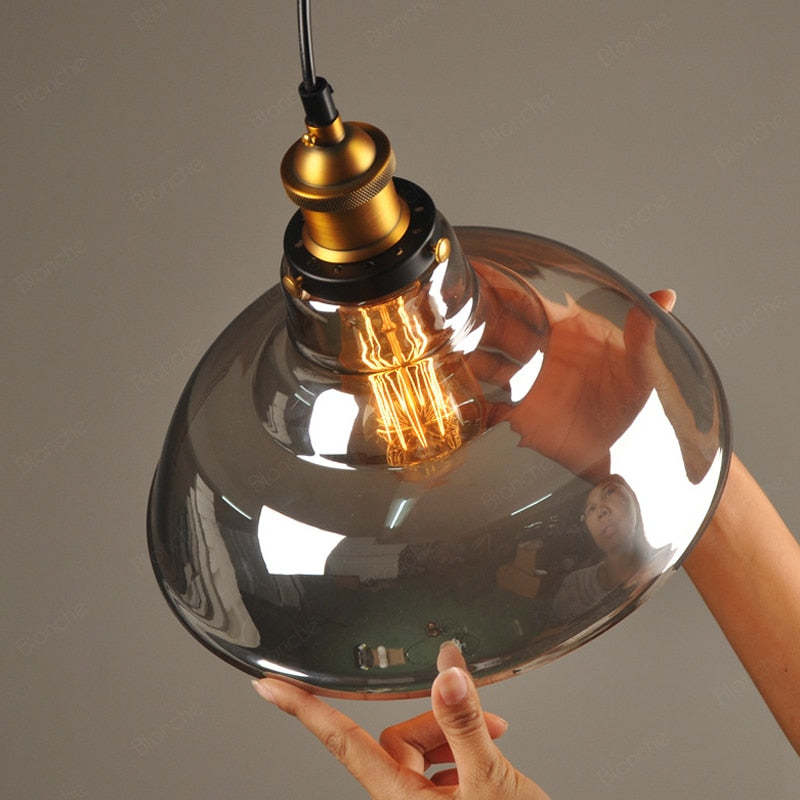 Arisha Industrial /Glass Pendant Light Dining Room