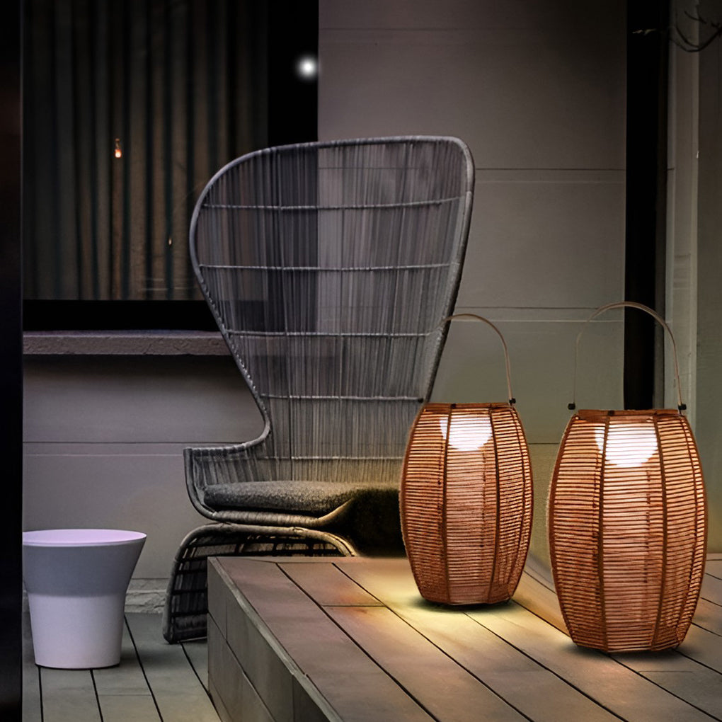 Thora LED Portable Modern Rattan Outdoor Floor Lamp