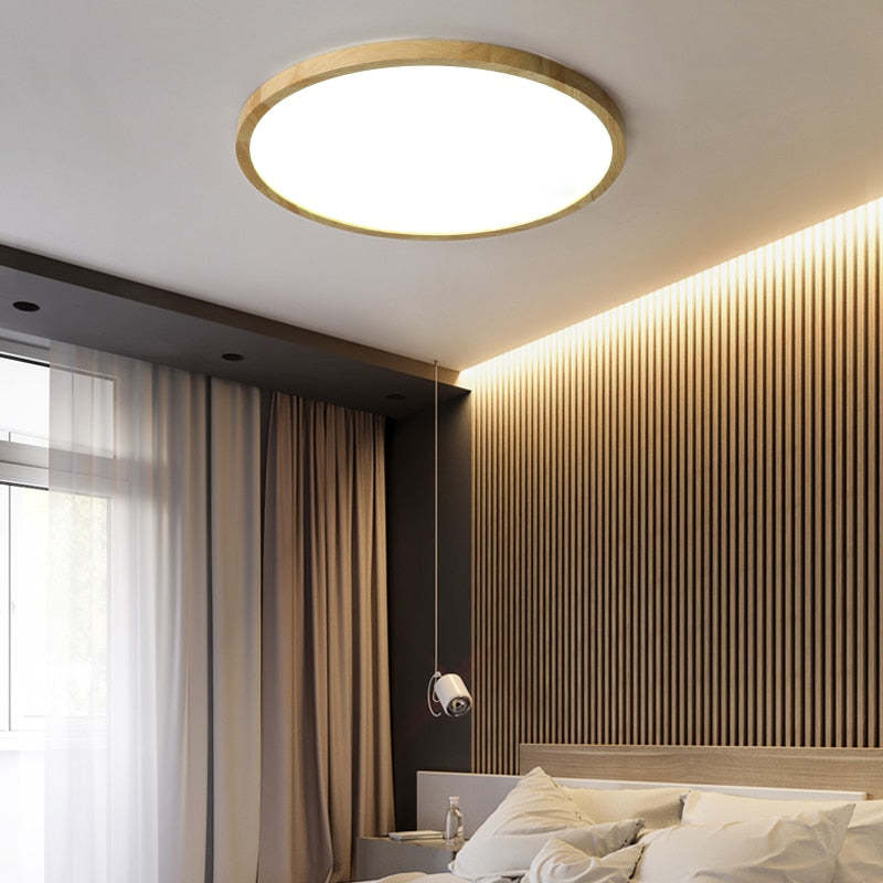 Muto Modern Wood Round Flush Mount Ceiling Lights Living Room