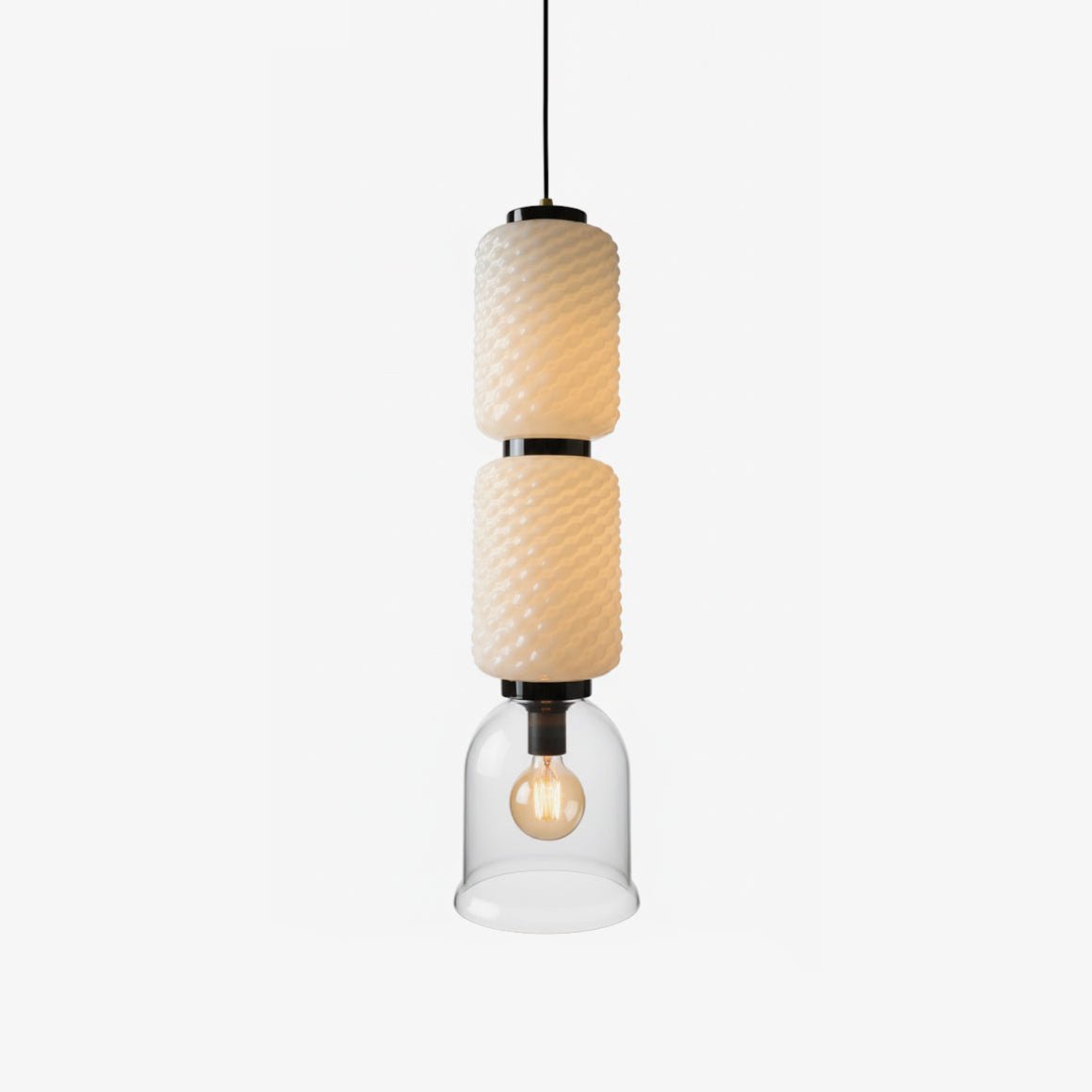 Calveris Textured Layered Glass Pendant Light