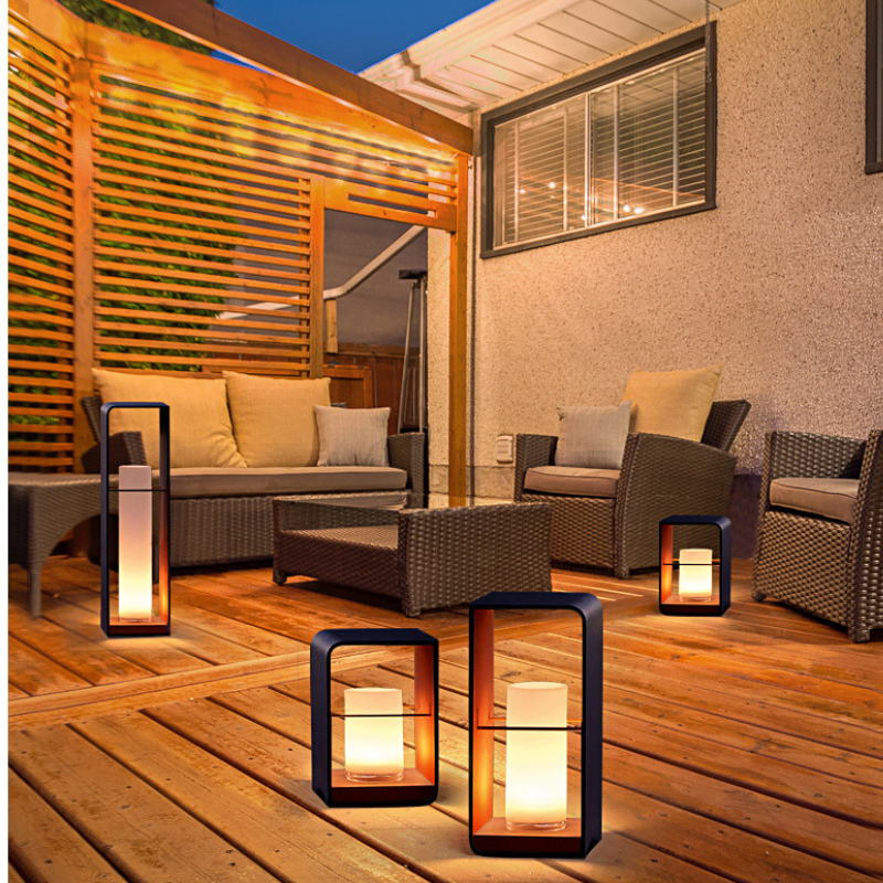Ray Minimalist Metal Cuboid Candle Outdoor Floor Light