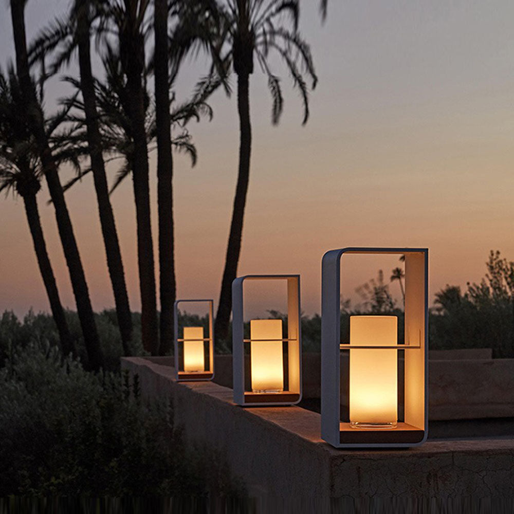 Ray Minimalist Metal Cuboid Candle Outdoor Floor Light