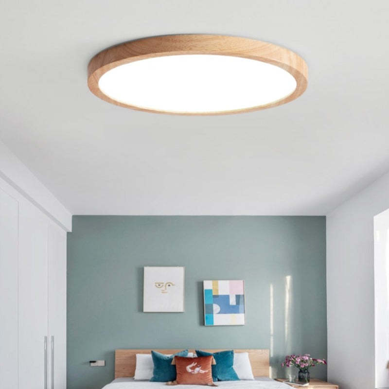 Muto Modern Wood Round Flush Mount Ceiling Lights Living Room