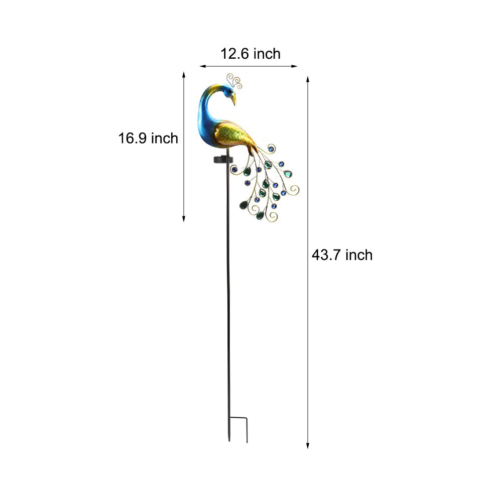 Flourish Peacock Solar-Powered Iron Outdoor Light