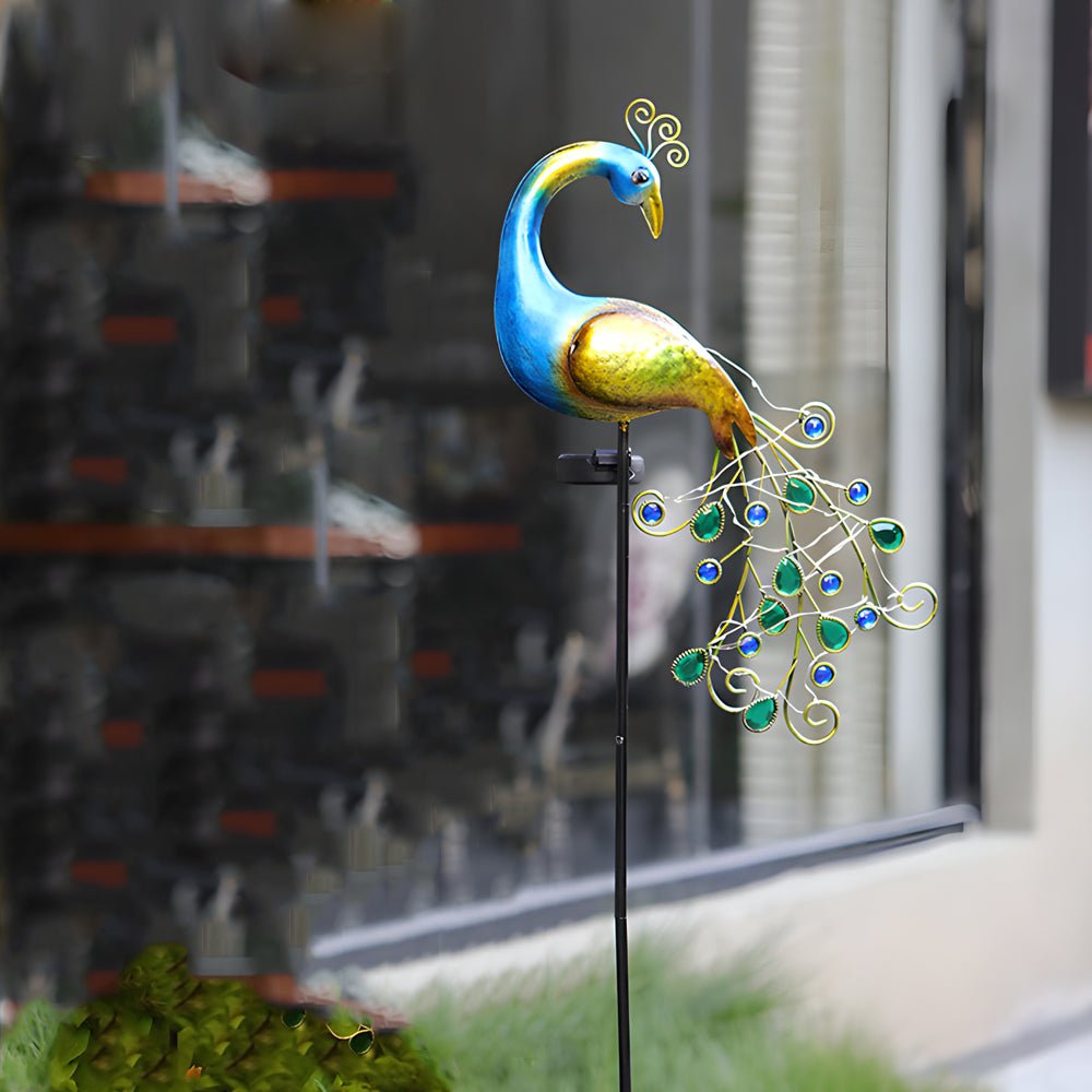 Flourish Peacock Solar-Powered Iron Outdoor Light