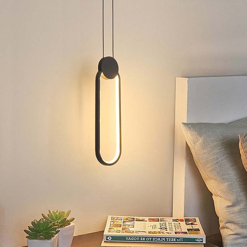 Arisha Modern Minimalist LED Hanging Pendant Lights Black White Bedroom