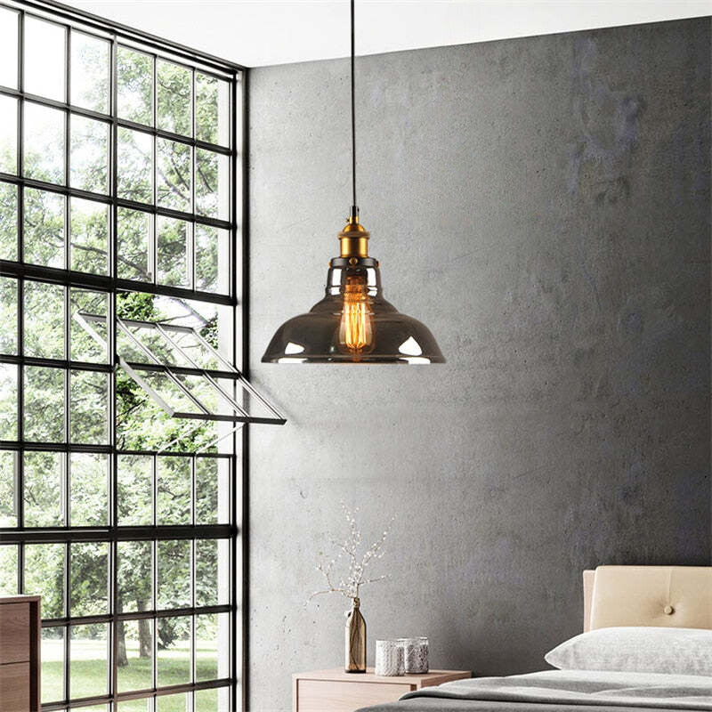 Arisha Industrial /Glass Pendant Light Dining Room