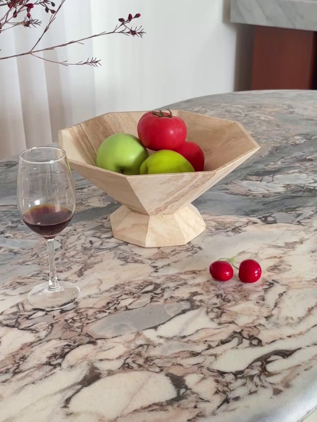 Selinel Facet Marble Pedestal Bowl