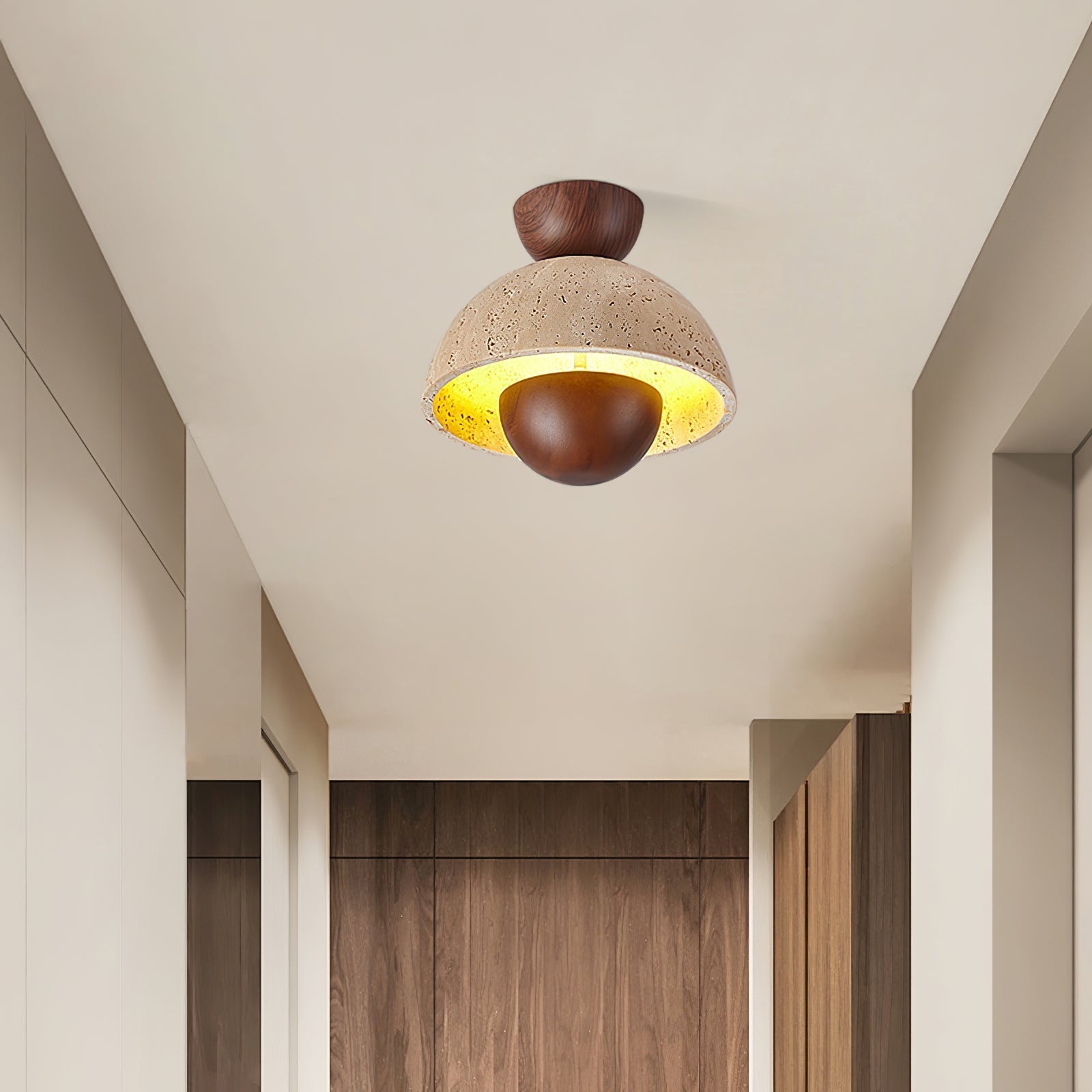 Tavivel Travertine Wood Ceiling Light