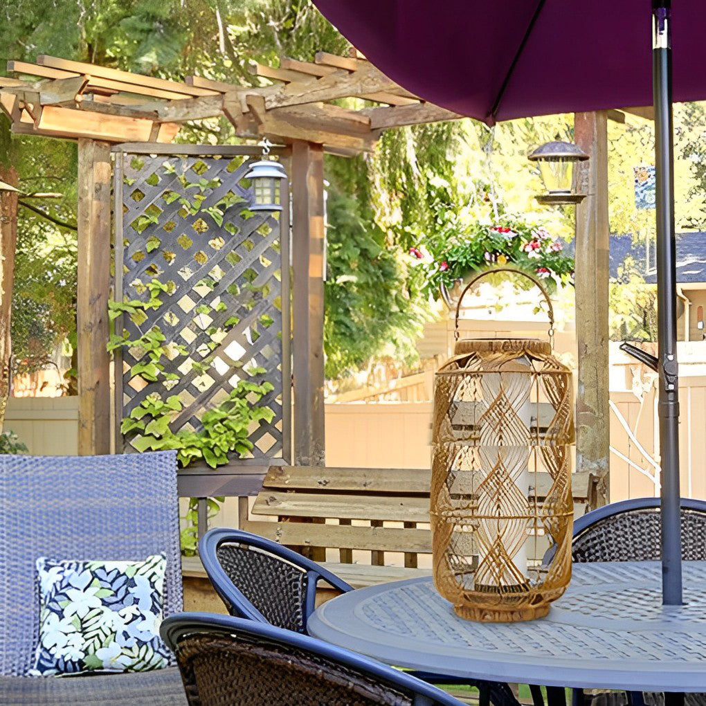 Ase LED Retro European Portable Rattan Outdoor Floor Lamp