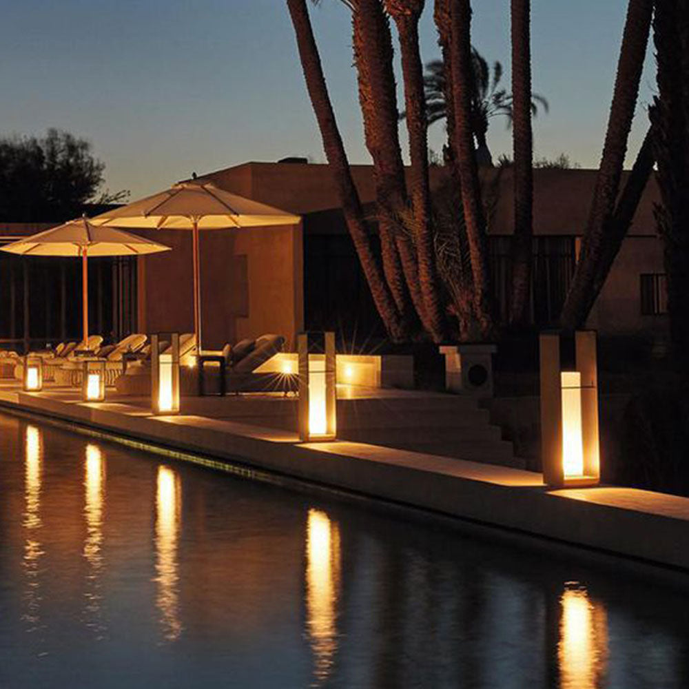 Ray Minimalist Metal Cuboid Candle Outdoor Floor Light