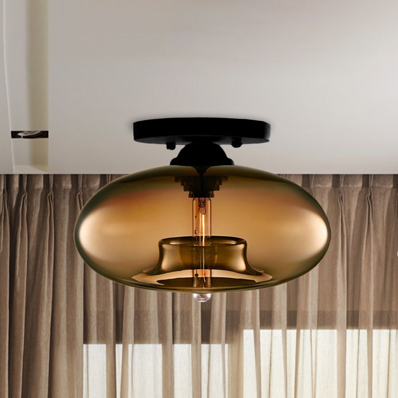 Arisha Industrial Art Deco Globe Flush Mount Ceiling Light