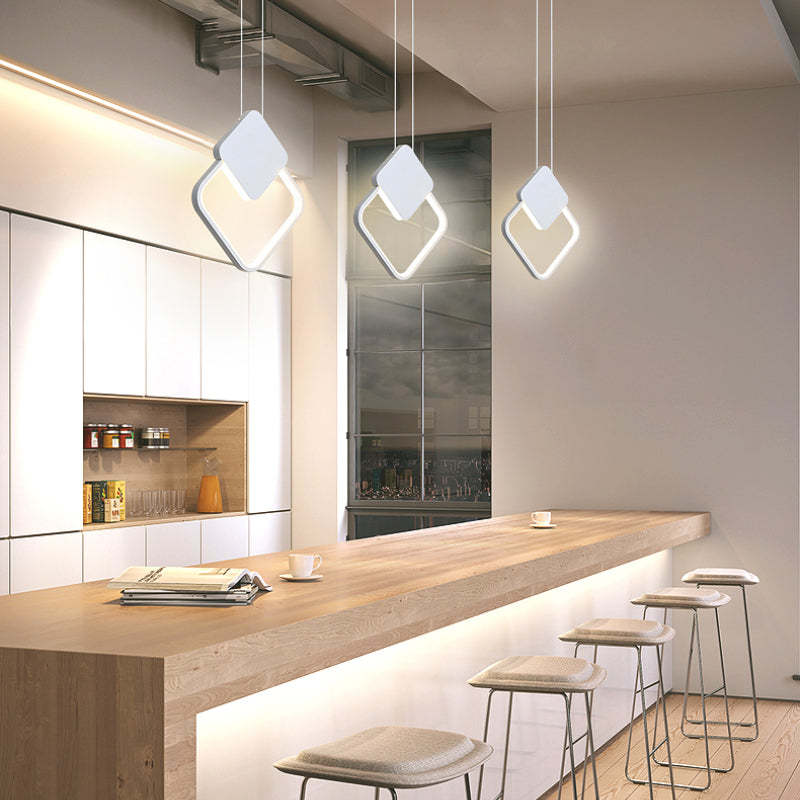 Arisha Modern Minimalist LED Hanging Pendant Lights Black White Bedroom