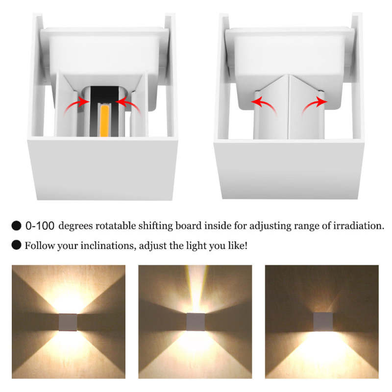 Ray Modern Adjustable Square Outdoor Wall Lamp LED