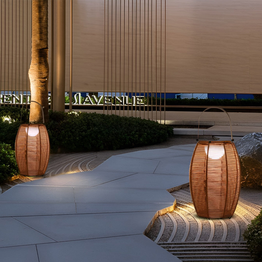 Thora LED Portable Modern Rattan Outdoor Floor Lamp