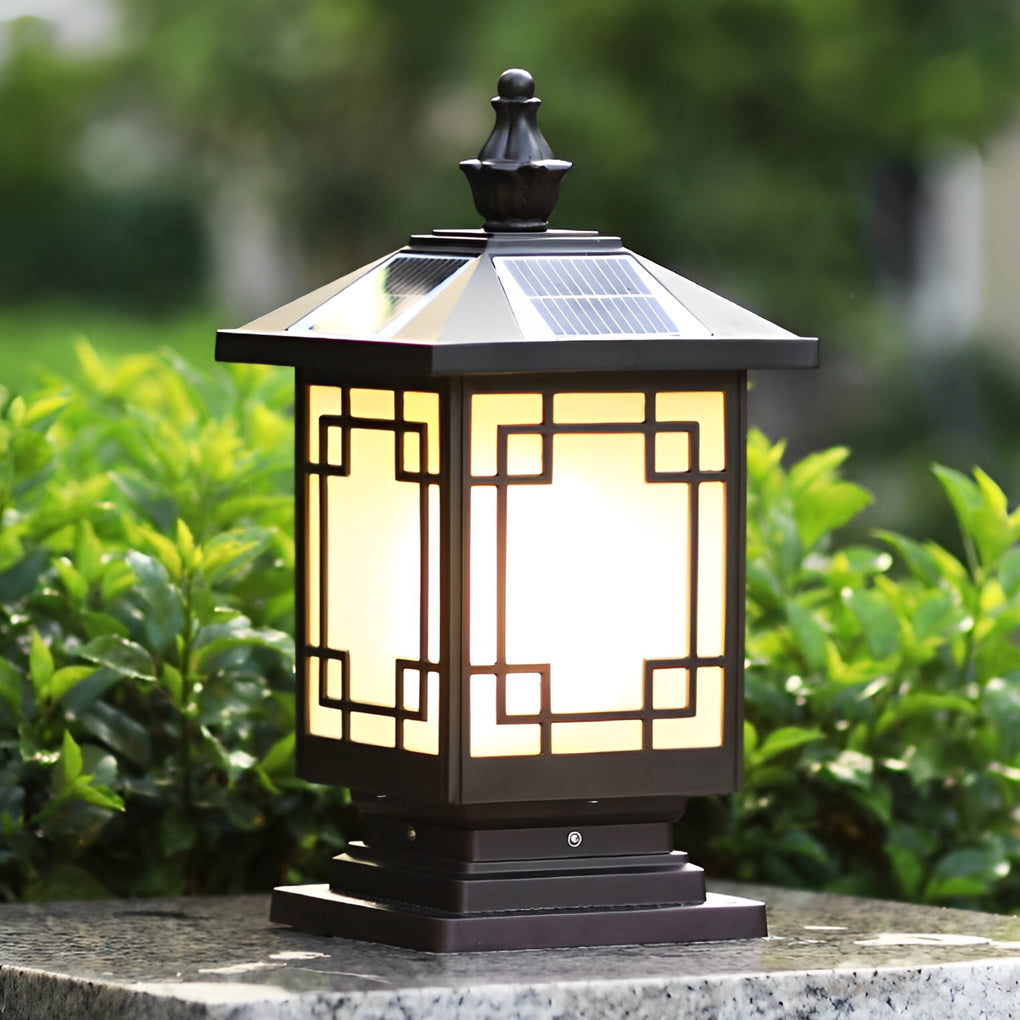 Bertte Retro Grilles LED Aluminum Outdoor Fence Post Lights