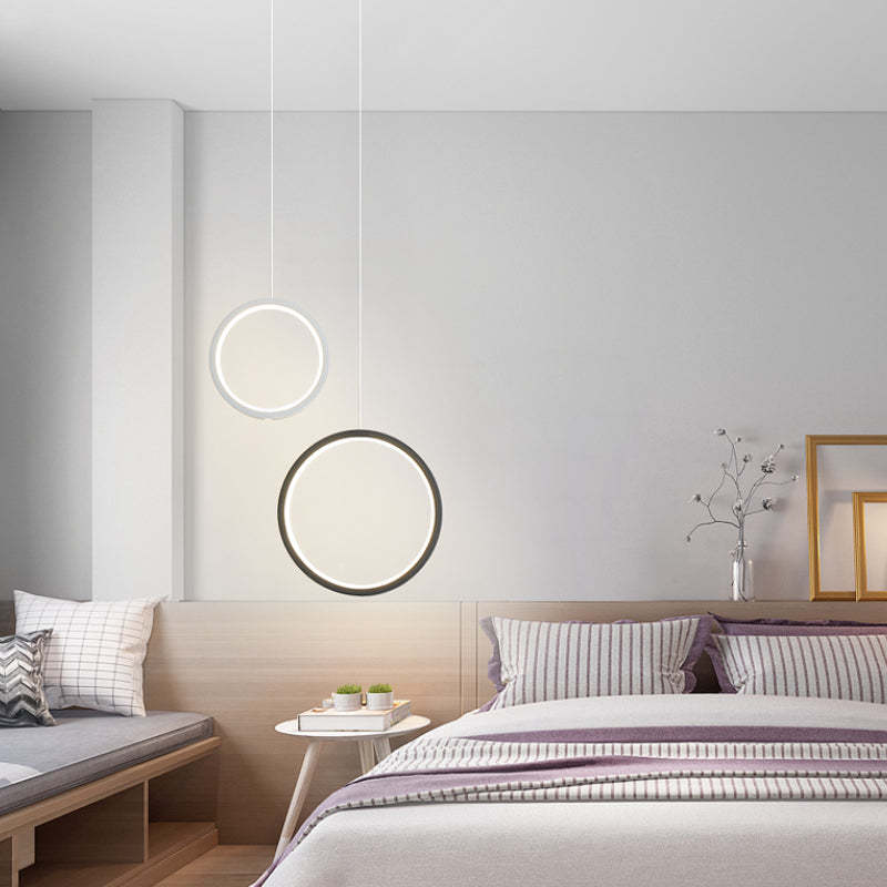 Arisha Modern Minimalist LED Hanging Pendant Lights Black White Bedroom
