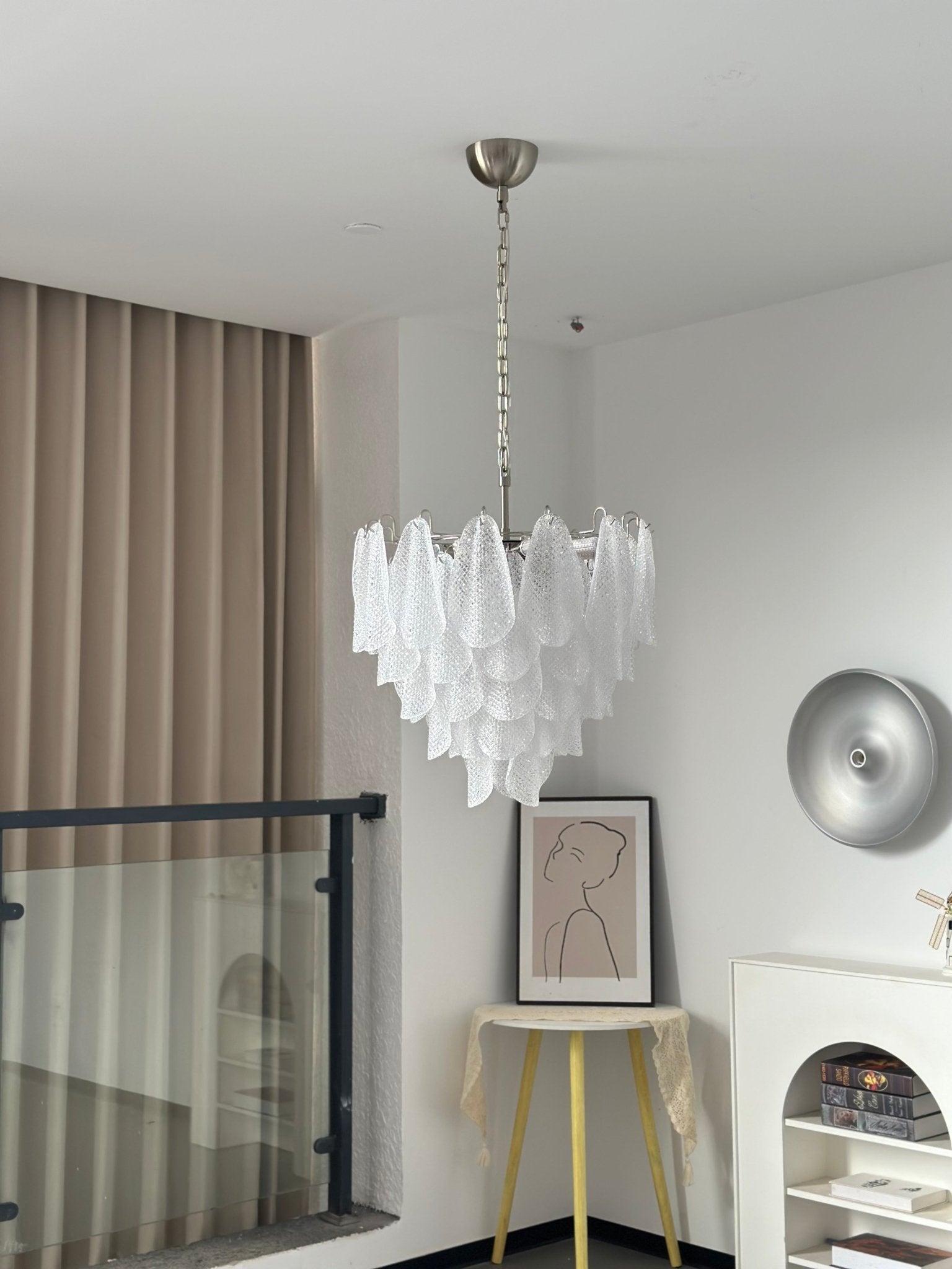 Prelit Glass Teardrop Chandelier